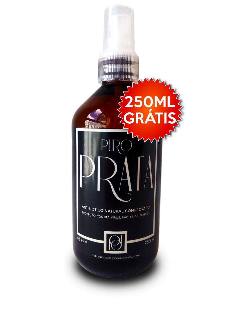 Prata Coloidal 250ml 40ppm Spray - Água de Prata Com Certificado 99,99% Pureza