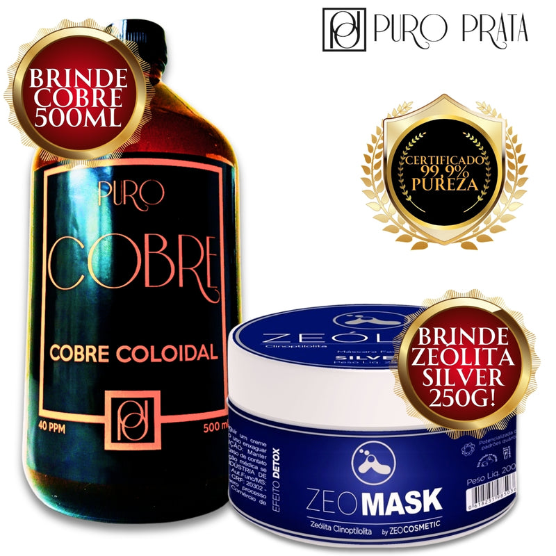 Compre Prata Coloidal 40ppm 1100ml + Ouro 1100ml Ganhe Cobre 500ml + Zeólita Clinoptilolita Silver