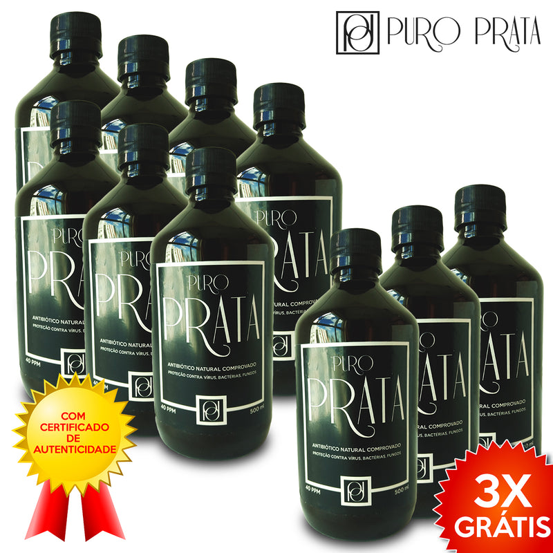 kit Atacado/Revenda Prata Coloidal 40ppm 500ml Compre 7 Ganhe 3! Puro Prata