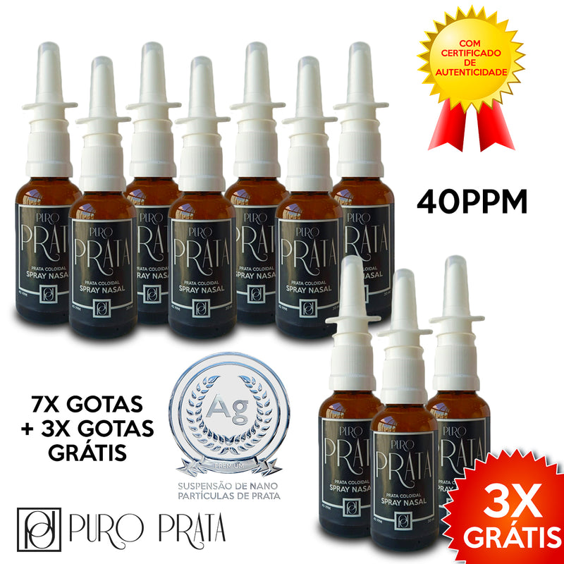 Kit Atacado Revenda Prata Coloidal 40ppm Spray Nasal Compre 7 Leve 10! Puro Prata Com Certificado 99,99% Pureza Água de Prata