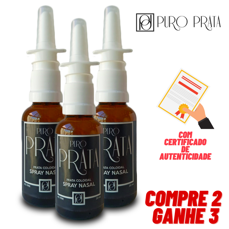 Prata Coloidal 40ppm Nasal 30ml Compre 2 Ganhe 1! Com Certificado de Autenticidade 99,99% Pureza