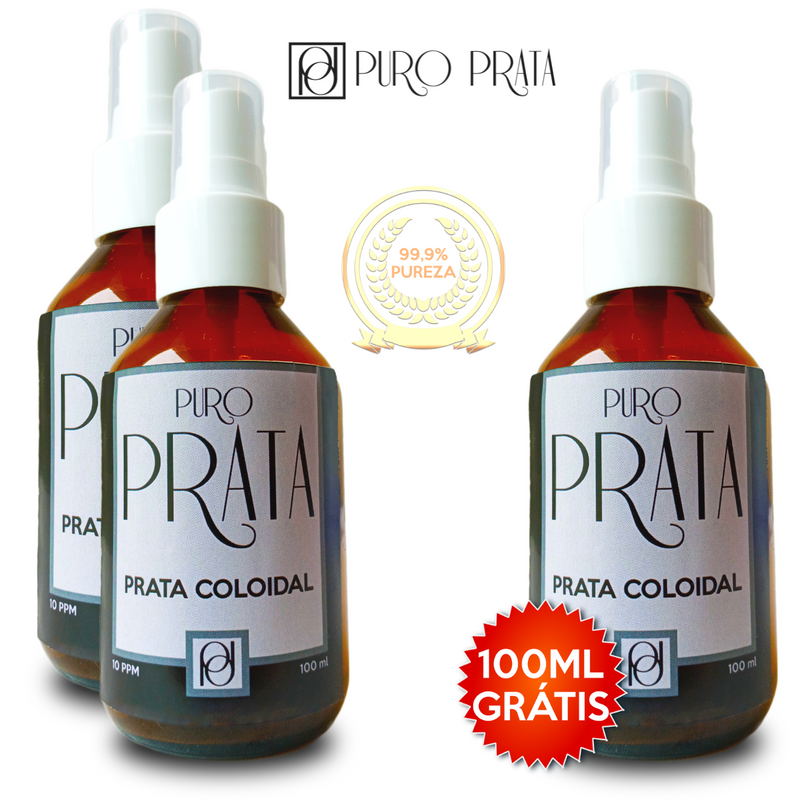 Prata Coloidal 10ppm Spray 100ml Compre 2 Ganhe 1! Com Certificado 99,99% Pureza Puro Prata Água de Prata