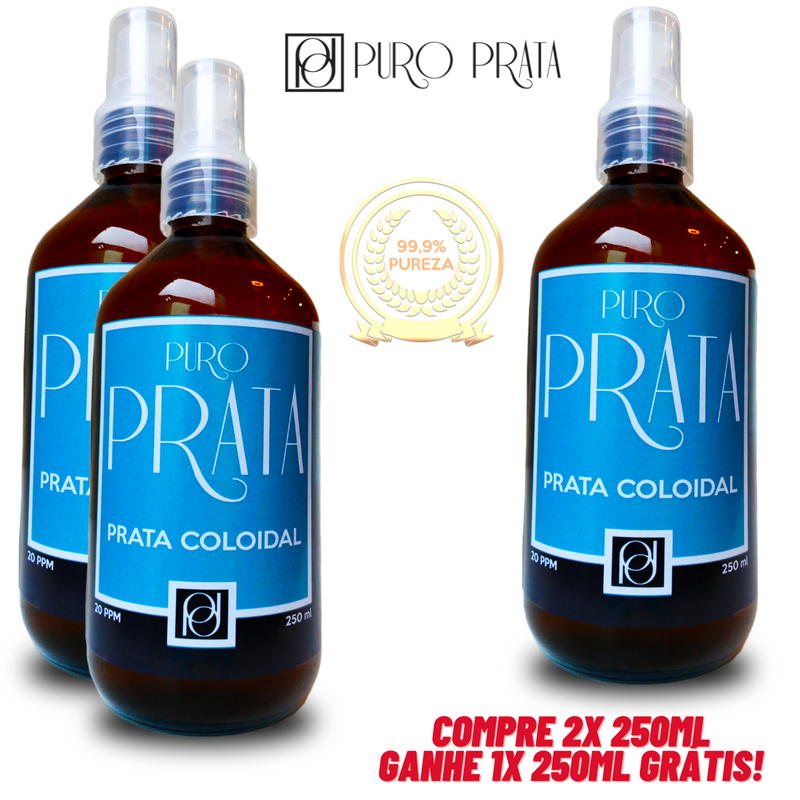 Super Combo Prata Coloidal 250ml 20ppm Spray Compre 2 Ganhe 1! - Água de Prata Com Certificado 99,99% Pureza