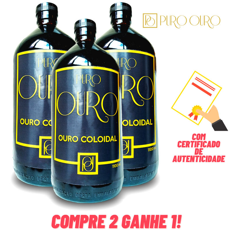 Ouro Coloidal Puro Ouro 1 Litro 1100ml Compre 2 Ganhe 1! Com Certificado