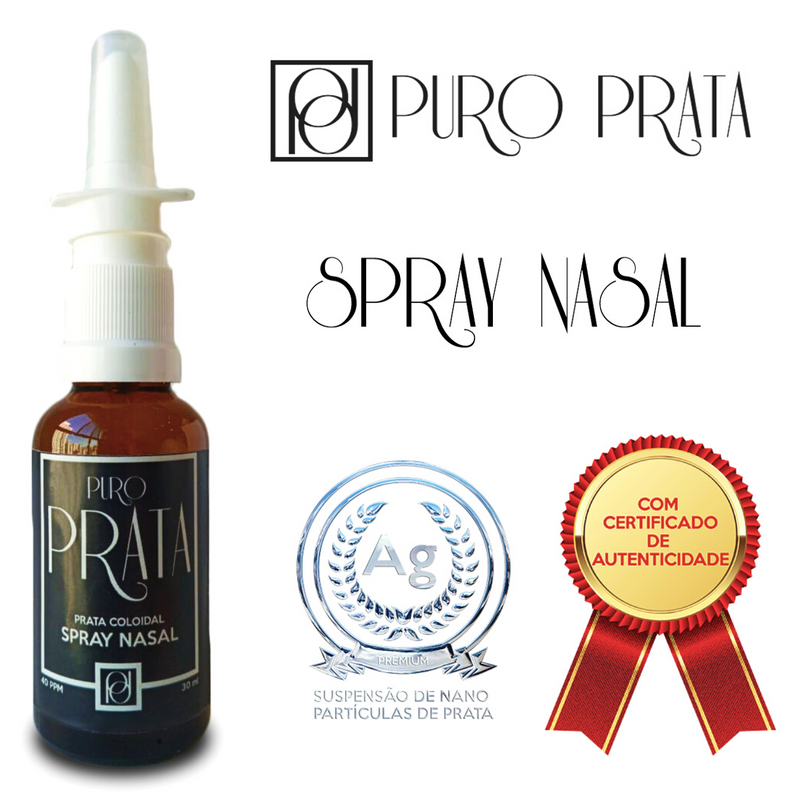 Prata Coloidal 40ppm Spray Nasal 30ml Puro Prata Com Certificado de Autenticidade 99,99% Pureza