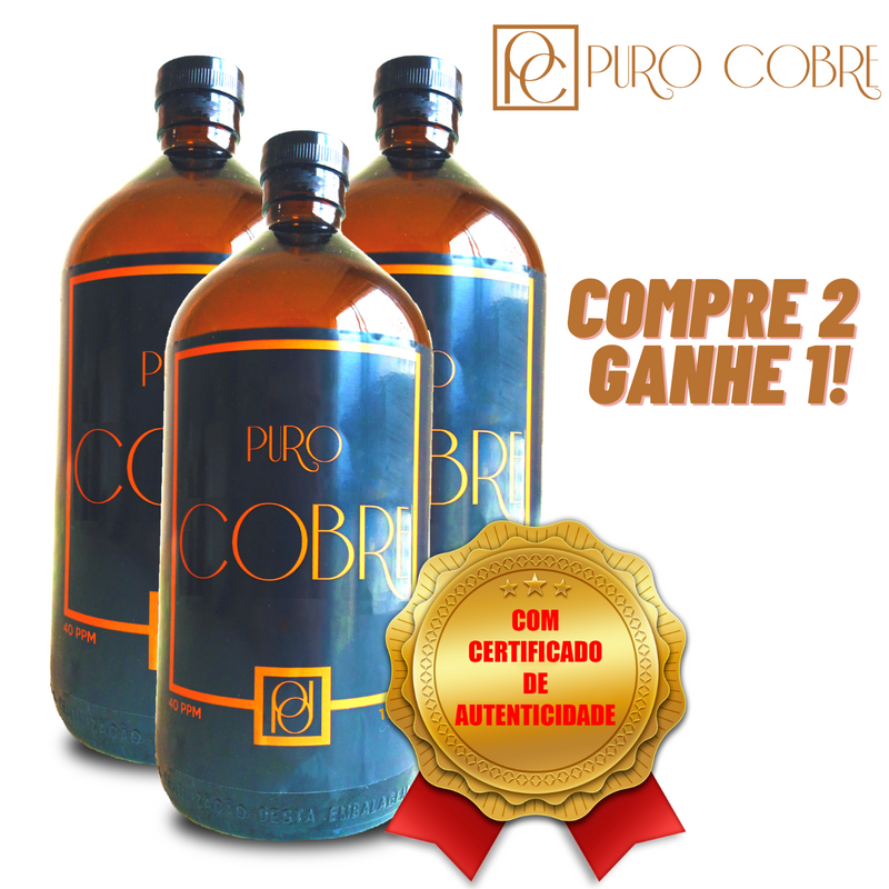 Cobre Coloidal Puro Cobre 1 Litro Compre 2 Ganhe 1! Com Certificado 99,99% Pureza