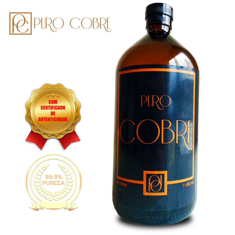 Cobre Coloidal Puro Cobre 1 Litro 1100ml (100ml Grátis!) Com Certificado 99,99% Pureza