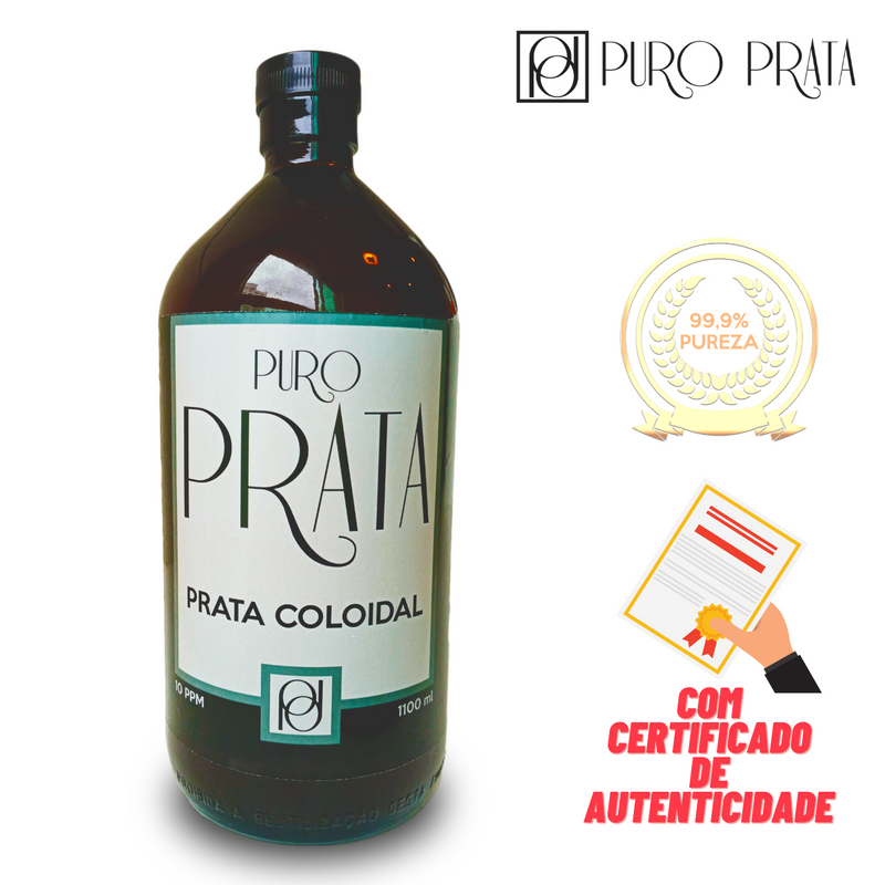 Prata Coloidal 10ppm 1 Litro (+100ml Grátis!) Puro Prata Com Certificado 99,99% Pureza