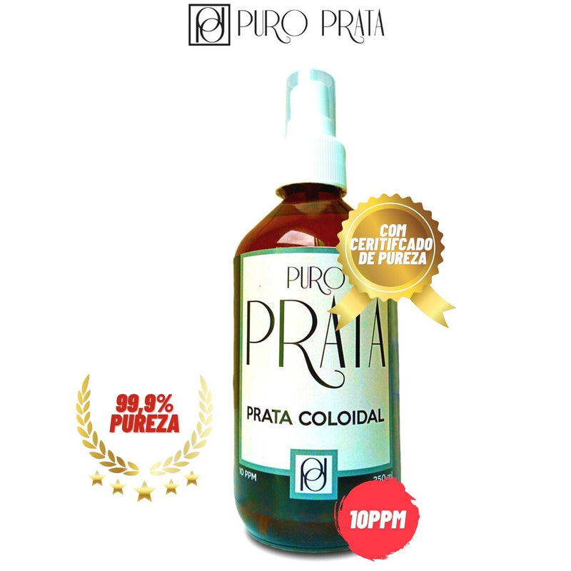 Prata Coloidal 250ml 10ppm Spray - Água de Prata Com Certificado 99,99% Pureza