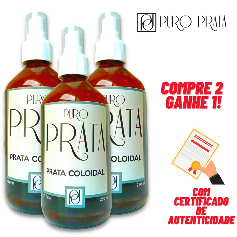 Prata Coloidal 250ml 10ppm Spray - Água de Prata Com Certificado 99,99% Pureza