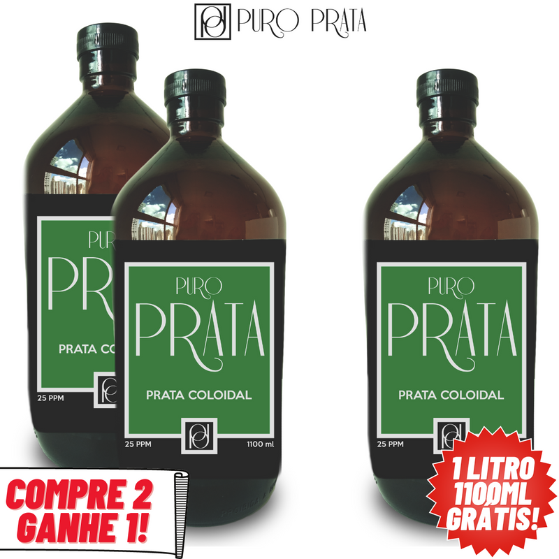 Prata Coloidal 25ppm 1 Litro Compre 2 Ganhe 1! Puro Prata Com Certificado de Autenticidade 99,99% Pureza