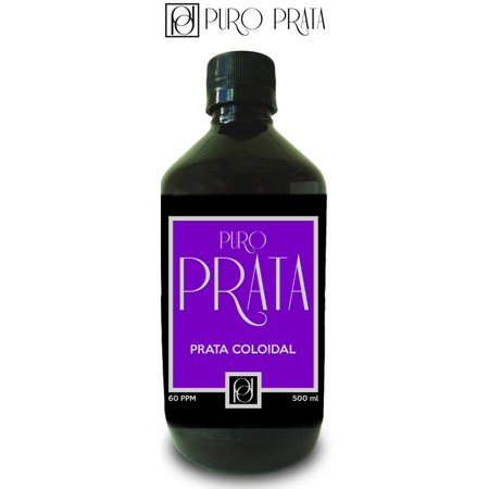 Prata Coloidal 60ppm 500ml Puro Prata Com Certificado 99,99% Pureza Água de Prata