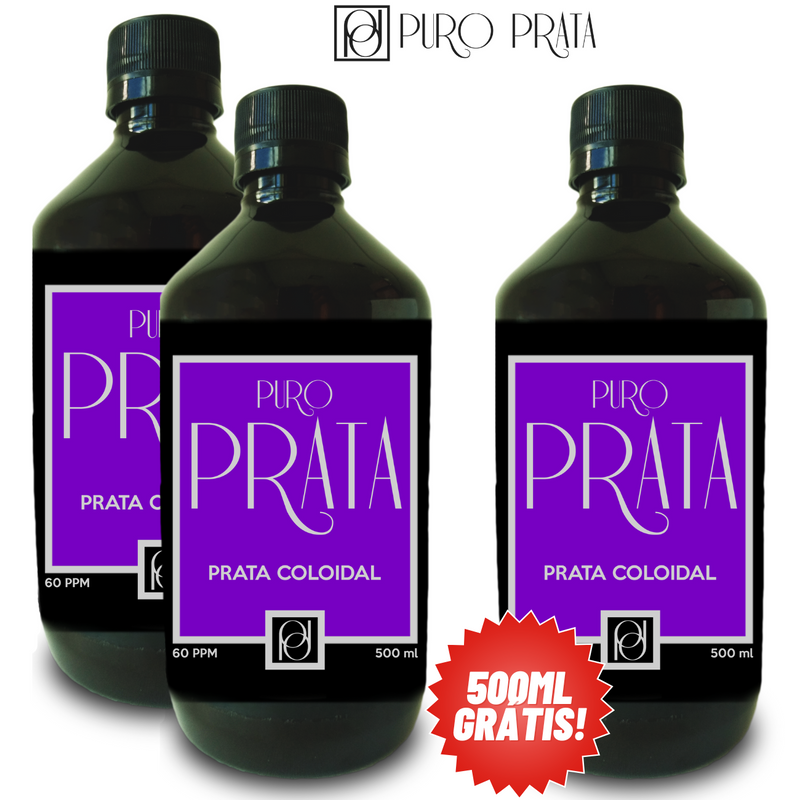 Prata Coloidal 60ppm 500ml Compre 2 Ganhe 1! Com Certificado 99,99% Pureza