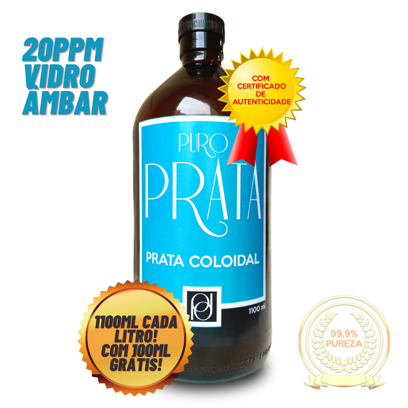 Super Combo Prata Coloidal 20ppm 1 Litro Compre 2 Ganhe 1 +100ml Grátis! Cada Litro - Puro Prata Água de Prata