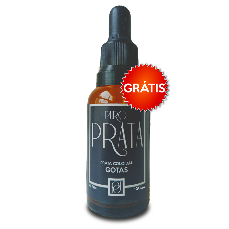 Prata Coloidal 40ppm 1 Litro (1100ml) + Gotas 100ml Grátis! Água de Prata Puro Prata