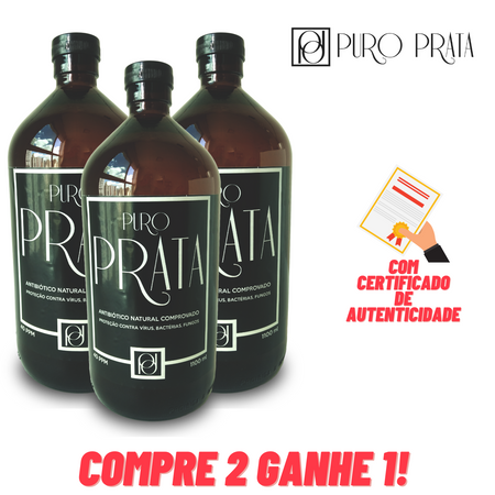 Prata Coloidal 1 Litro 40Ppm Compre 2 Ganhe 1 Puro Prata Água de Prata