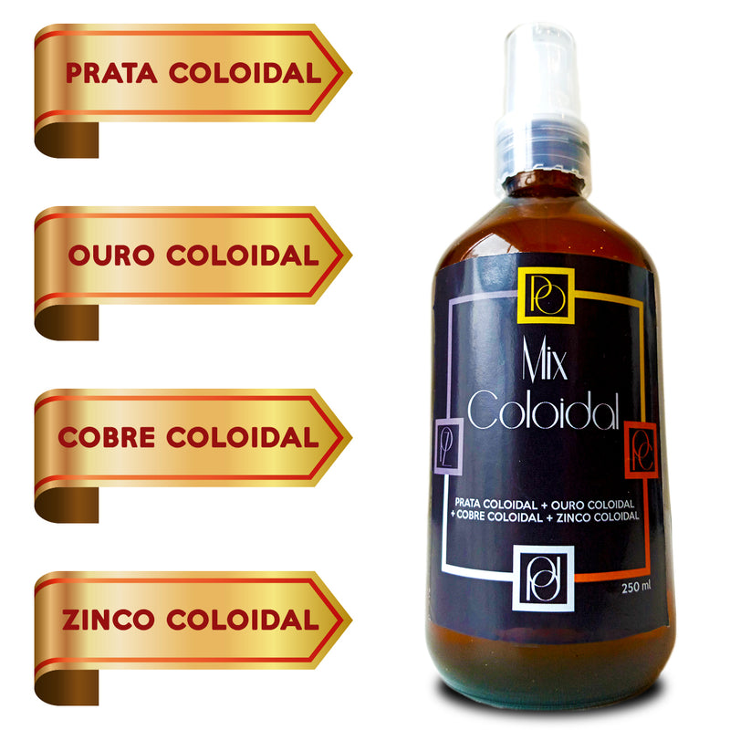 Mix Coloidal Spray 250ml  (Prata + Ouro + Cobre + Zinco Coloidal)