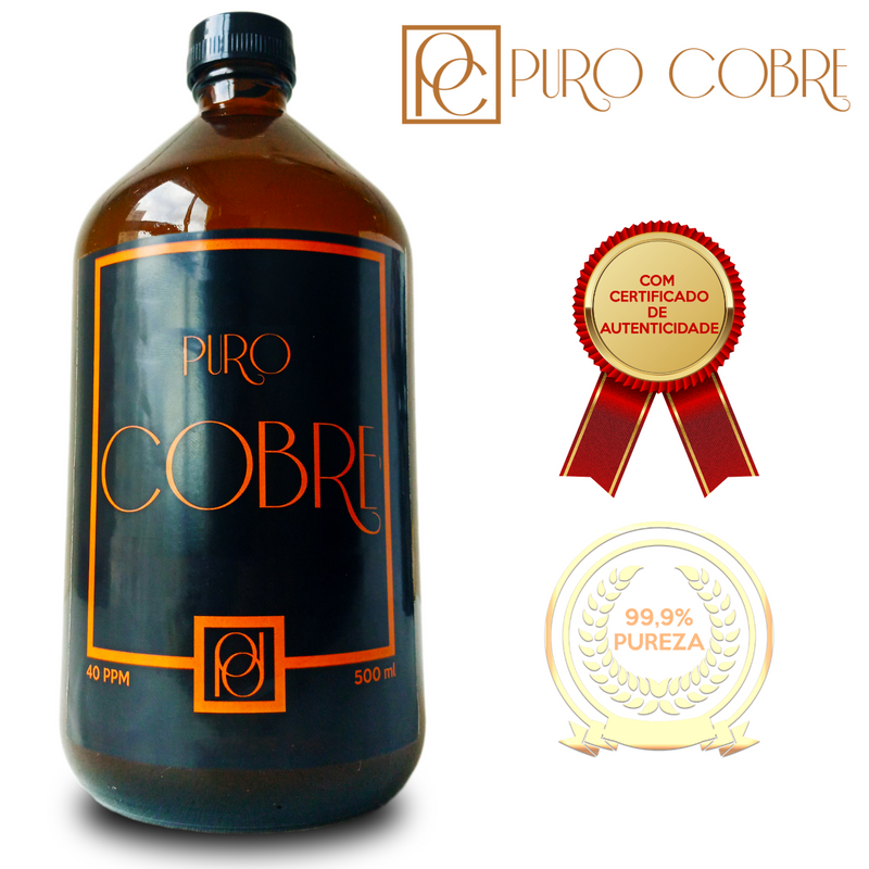 Cobre Coloidal 500ml 40ppm Puro Cobre Com Certificado Vidro