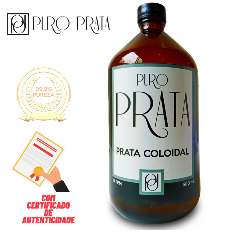 Prata Coloidal 10ppm 500ml Água de Prata Com Certificado Puro Prata