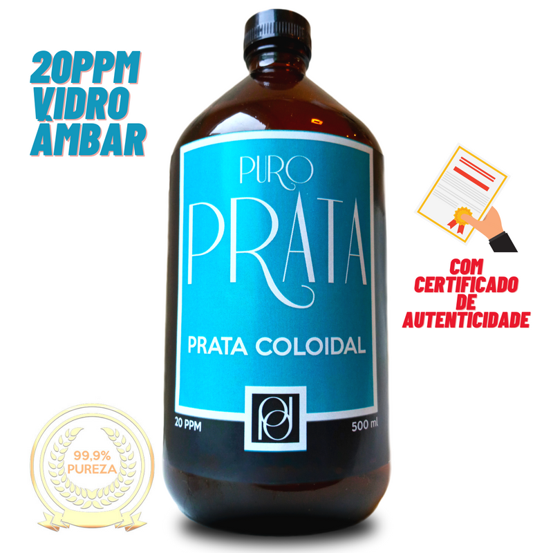 Prata Coloidal Puro Prata 20Ppm 500Ml Água De Prata Com Certificado