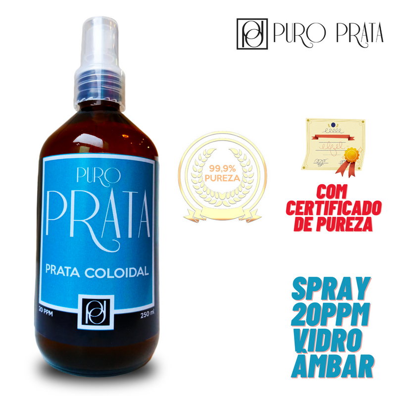 Prata Coloidal Puro Prata 20Ppm Spray 250Ml Água De Prata Certificado